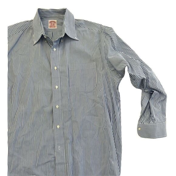 Vintage Brooks Brothers, Made In Hong Kong, Blue & White Striped  16.5/4 - Picture 3 of 5